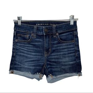 AMERICAN EAGLE High Rise Shortie Rolled raw hem Size 0